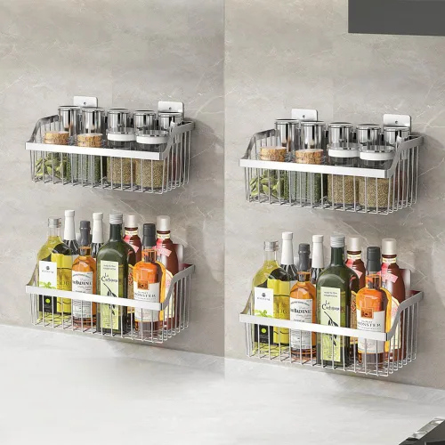 Miniatura 14 de SUS304 - Cestas de almacenamiento colgantes de acero inoxidable para montaje en pared, estante de almacenamiento de alambre de metal para cocina