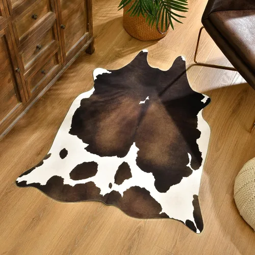 Miniatura 15 de Alfombra de piel de vaca premium, 4.6 x 5.2 pies, decoración occidental de piel de vaca, impresión de vaca gruesa para dormitorio, sala de estar