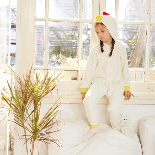 Miniatura 9 de COSUSKET Pijama de franela de pollo para niños, ajuste cómodo, pijama para niñas