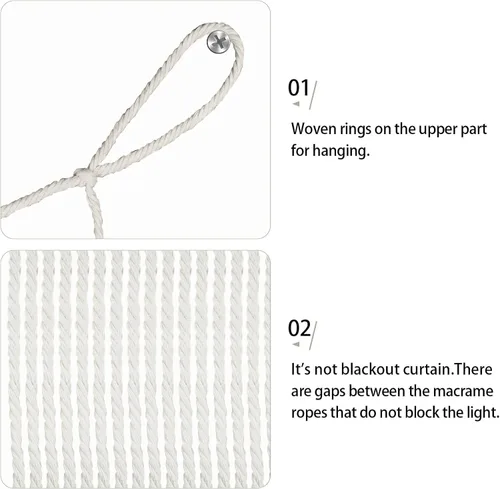 Miniatura 4 de onaner Tapiz bohemio de macramé para colgar en la pared con cuerda para colgar, tapiz tejido bohemio de algodón natural, decoración de macramé