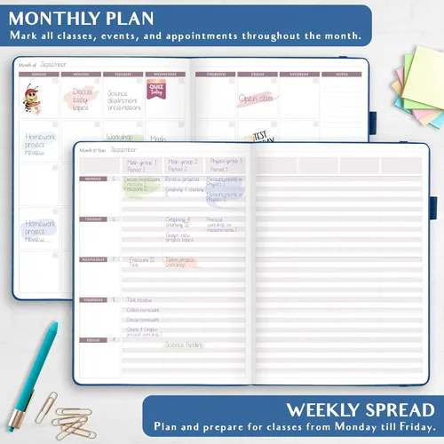 Miniatura 3 de Planificador para Maestros Legend – Libro de Planes de Lecciones Sin Fecha para Maestros con Calendarios Semanales y Mensuales - Organización