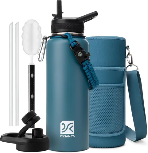 Miniatura 52 de DYSANKY Botella de agua aislada de 32 onzas, metal al vacío de acero inoxidable grueso, jarra de agua deportiva portátil para gimnasio y senderismo