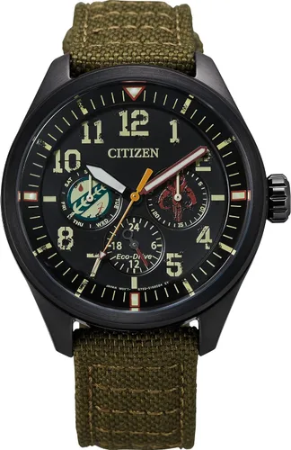 Citizen Eco-Drive Star Wars - Reloj de cuarzo para hombre acero inoxidable con correa CORDURA Boba Fett verde modelo BU2058-00W Verde Boba Fett
