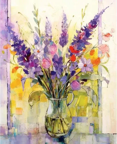Miniatura 13 de Tucocoo Kits de pintura floral de amapola por números con pinceles y pigmento acrílico sobre lienzo para adultos, hermosos jarrones, flores, Obras