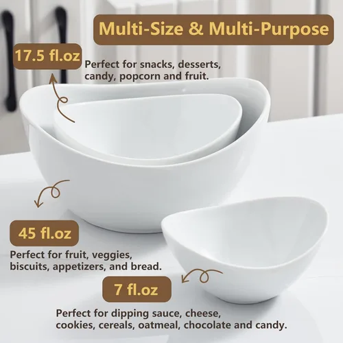 Miniatura 5 de Gomakren - Juego de cuencos ovalados de 3 niveles, soporte plegable de metal negro Multi-capacity porcelain bowls holiday party display, stable
