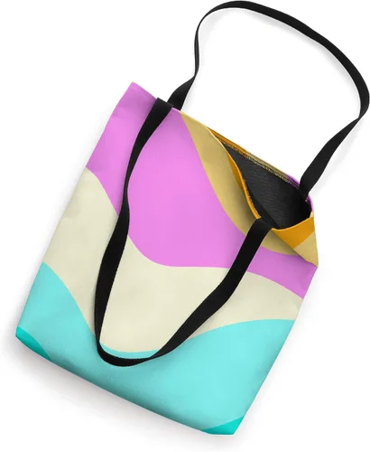 Miniatura 2 de Retro Waves Swirls Pastel Rainbow Wavy Stripes 70s Aesthetic Tote Bag
