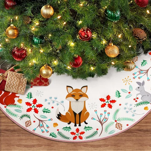 Miniatura 8 de Falda de árbol de Navidad de 36 pulgadas, animales del bosque, decoración de falda de árbol de Navidad para casa de campo, rústico, Navidad