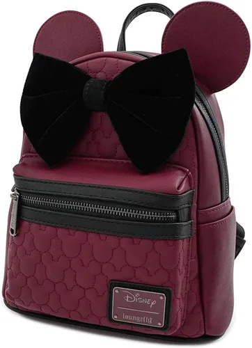 Miniatura 2 de Loungefly Minnie Mouse Maroon - Bolso de hombro acolchado con doble correa para mujer Multi