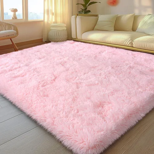 Miniatura 59 de Mugorn - Alfombra de 8 x 10 pies, alfombras grandes, esponjosas, suaves, peludas, antideslizantes, mullidas para interiores, color negro, 8 x 10 pies