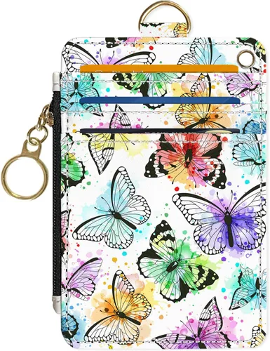 Miniatura 17 de Portafolios delgado Portafolios para tarjetas de crédito, Portafolios RFID para mujer Linda pequeña cartera de bolsillo frontal con cremallera