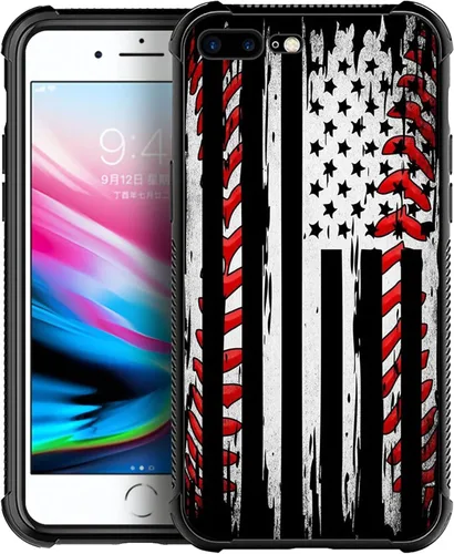 Miniatura 98 de Funda compatible con iPhone X/XS, diseño de bandera estadounidense de béisbol, TPU suave, a prueba de golpes, de vidrio templado, para iPhone X/XS