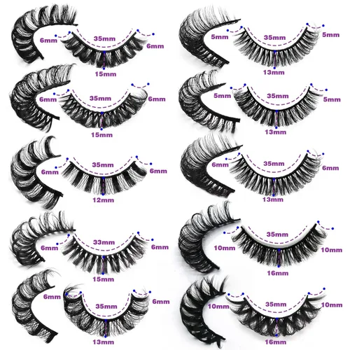 Miniatura 55 de 10 pares de pestañas rusas 3D voluminosas, con curvatura DD, pestañas postizas de visón sintético, pestañas de 19/32 de pulgada que parecen S09