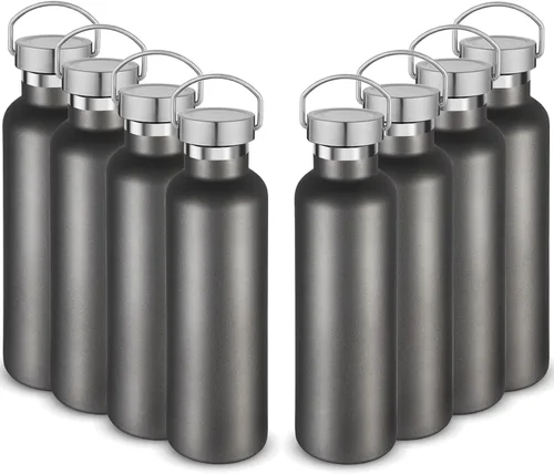 Miniatura 12 de Volhoply 24 onzas Botella de agua aislada con boca estándar con tapa de combinación de plástico y acero inoxidable, botellas de agua de 304 18/8