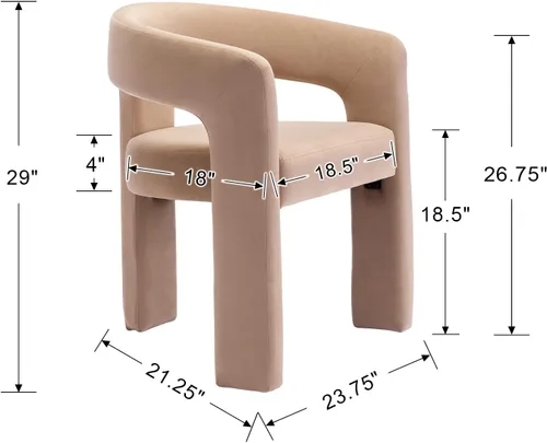 Miniatura 4 de Juego de 4 modernas sillas de comedor tapizadas de tela de terciopelo con respaldo abierto, bonitas sillas laterales de barril de cocina, sillas