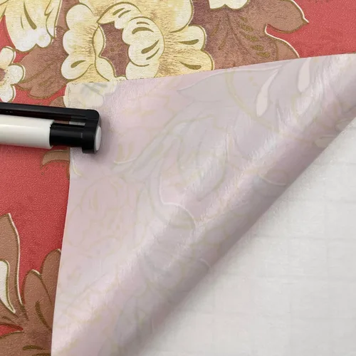 Miniatura 4 de Yifely Papel autoadhesivo para decoración de superficies de muebles florales amarillos, revestimiento de cajón, adhesivo rojo para encimera, 17.7