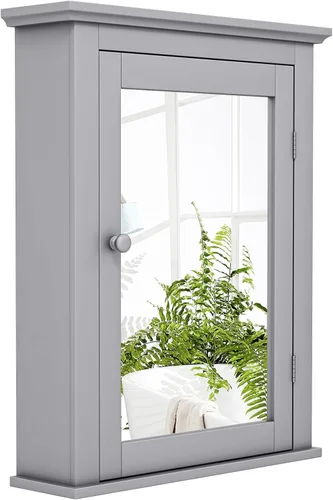 Miniatura 9 de Botiquín blanco con espejo, almacenamiento ajustable montado en la pared para baño, sala de estar, dormitorio, entrada y cocina