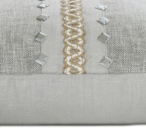 Miniatura 2 de The HomeCentric Funda de almohada lumbar decorativa gris de 12 x 20 pulgadas, encaje de yute y lino, yute, almohada oblonga de lentejuelas hechas a