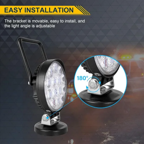 Miniatura 4 de RIGIDON Luz de trabajo LED de 4 pulgadas y 42 W con base magnética, luz redonda impermeable de 12 V 24 V, luces antiniebla LED para automóvil, SUV