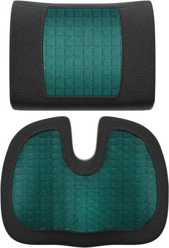 Miniatura 7 de Amazon Basics Cómodo cojín de asiento y soporte lumbar para sillas de oficina, espuma viscoelástica mejorada de gel, paquete de 2, rectangular