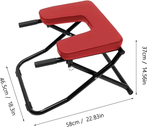 Miniatura 2 de Banco de inversión de yoga, banco plegable de yoga con almohadillas de poliuretano, soporte de cabeza, silla al revés para entrenamiento de Rojo