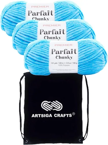 Miniatura 66 de Premier Yarns Parfait Chunky Mushroom 1150-41 (6 madejas - mismo lote de tinte) Peso S Bulky #6 Hilo de poliéster para ganchillo y punto con bolsa