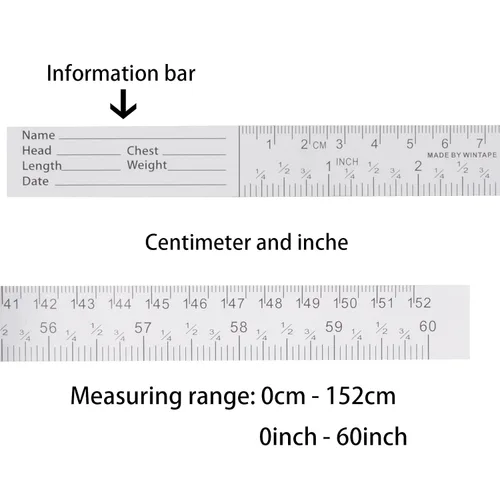 Miniatura 2 de WIN TAPE Cinta métrica desechable infantil de 4.9 ft, paquete de 100 reglas de papel