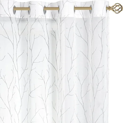 Miniatura 81 de BUHUA - Cortinas opacas blancas, cortinas plateadas, juego de 2 paneles de cortinas con ojales para dormitorio, elegante tratamiento de ventana