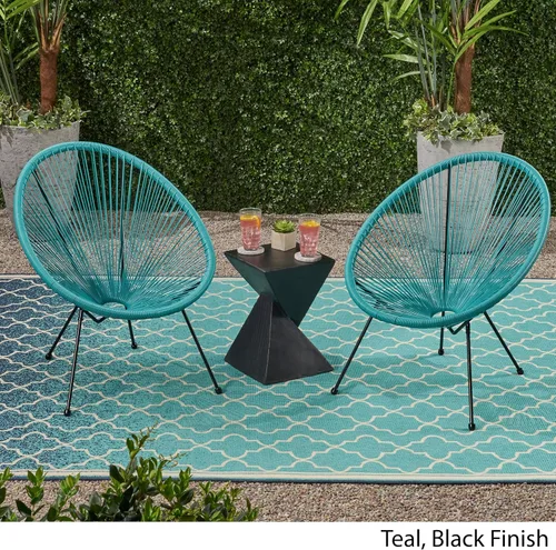Miniatura 4 de GDFStudio Noble House Anson - Silla de tela hamaca para exteriores, color negro (juego de 2)