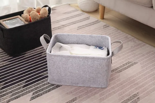Miniatura 4 de Minoisome - Cestas de almacenamiento plegables de fieltro con asas de metal para juguetes, habitación de niños, ropa, toallas y revistas, cajas