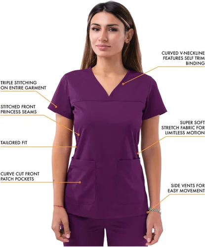 Miniatura 3 de Adar Pro - Ropa quirúrgica para mujer, camisa con cuello en V