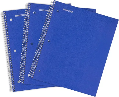 Miniatura 15 de Mintra Office Cuadernos de espiral duraderos, 1 materia, (rosa primavera, amarillo sol, hielo ártico, rayas anchas, paquete de 3)