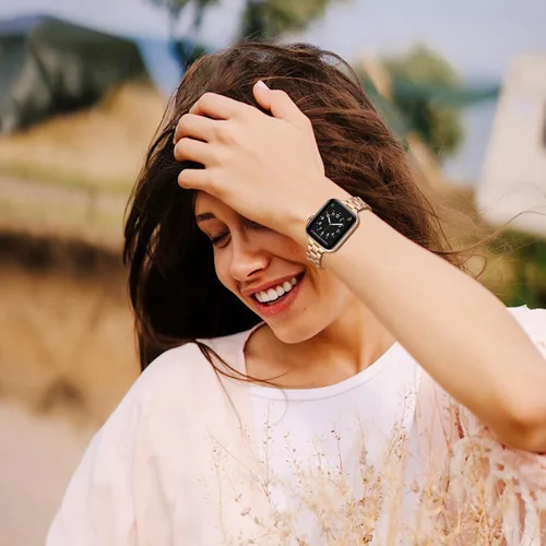 Miniatura 6 de Correa fina compatible con Apple Watch de 40mm, 38mm, 42mm, 44mm, de acero inoxidable de alta calidad de repuesto, ajustable, para iWatch Series