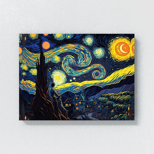 Miniatura 4 de Sense Canvas Pop Art The Starry Night 20 - Lienzo decorativo para decoración del hogar, póster grande de 40 x 30 pulgadas, 0.75 pulgadas