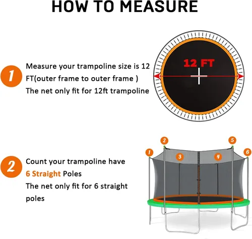Miniatura 2 de Jump Tastic Trampoline Red de repuesto con 6 tapas de poste, red redonda de seguridad de 12 a 15 pies, resistente a los rayos UV, resistente a