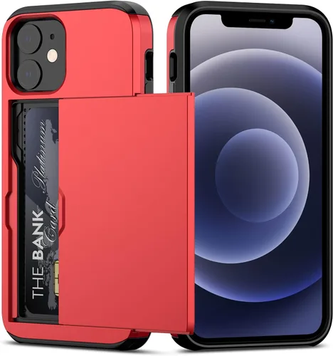 Miniatura 15 de Nvollnoe Funda para iPhone 12/12 Pro con Portarjetas [Almacena 5 Tarjetas] Funda Cartera de Doble Capa Resistente de Servicio Pesado a Prueba