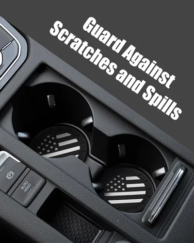 Miniatura 6 de 4 paquetes de posavasos para coche, portavasos universales con bandera americana de silicona antideslizante, accesorios para el interior del coche