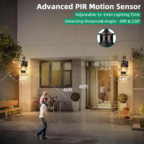 Miniatura 4 de Lamomo Luz Exterior Negra, Luces de Porche Frontal Exterior para Casa, Luces con Sensor de Movimiento del Atardecer al Amanecer, Linterna