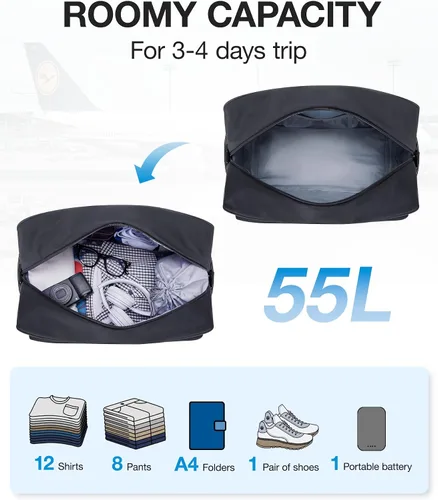 Miniatura 3 de BAGSMART Bolsa de viaje, Negro, 54L, Bolsa de viaje