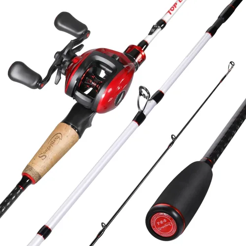 Miniatura 13 de Sougayilang Combo de caña de pescar y carrete, combo Baitcaster, caña de pescar de carbono de 5.9 pies/6.9 pies, carrete de carrete de aluminio A