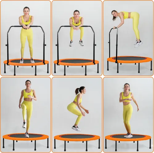 Miniatura 3 de Mini trampolín plegable para adultos y niños de 40 pulgadas con barra de espuma ajustable para entrenamiento en interiores Naranja