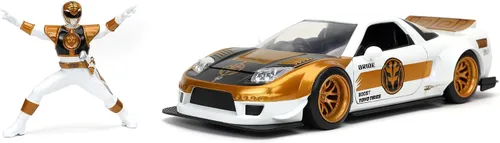 Miniatura 5 de Jada Toys Power Rangers 1:24 2002 Honda NSX Type-R Japan Spec - Auto fundido a presión con figura de Ranger blanco de 2.75 pulgadas, juguetes