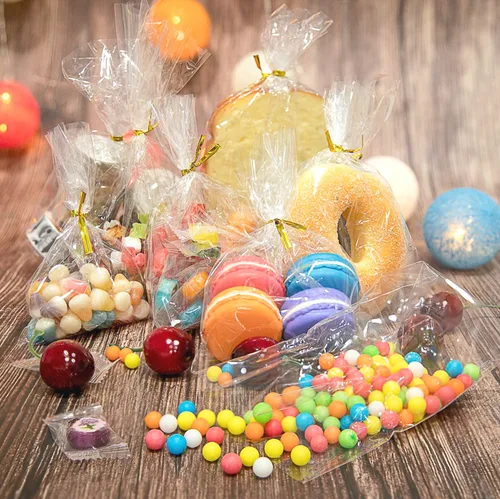 Miniatura 7 de Bolsas transparentes para dulces (paquete de 200) – Bolsas de regalo de plástico transparente de 5x7 pulgadas con lazos de torsión de 4 pulgadas, 3