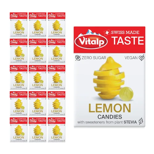 Miniatura 22 de Vitalp Taste, hecho en Suiza, caramelo duro sin azúcar con Stevia, vegano, sabor a caramelo cremoso, paquetes de 25g/0.88 onzas, 16 cajas