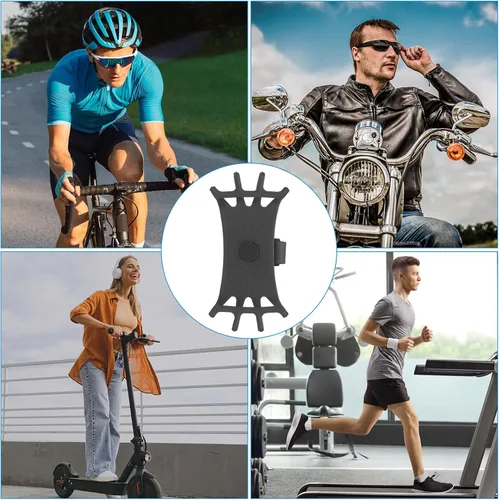 Miniatura 6 de PATIKIL Soporte de teléfono para bicicleta, rotación de 360°, de silicona, para teléfonos de 3 a 6.5 pulgadas, soporte de teléfono ajustable