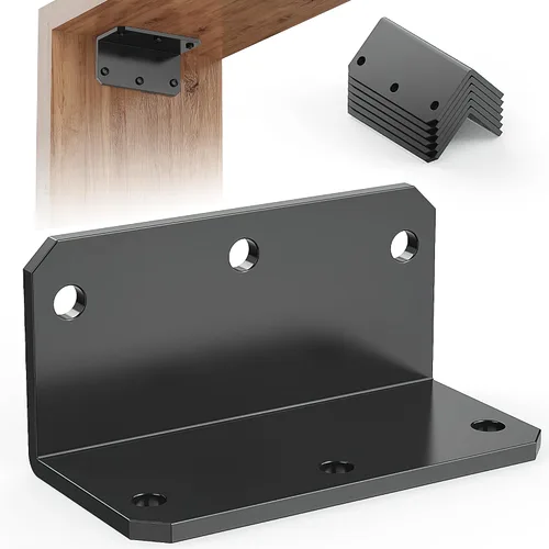 Miniatura 10 de Soportes de Esquina en L de 2x4 para Trabajo Pesado, Hierro Angular con Agujeros, Soporte de Vigueta Galvanizado de 90 Grados, Soporte de Ángulo