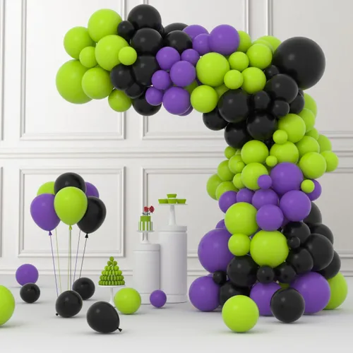 Miniatura 14 de Kit de arco de guirnalda de globos morados y amarillos y blancos, 122 globos amarillos, morados y blancos para cumpleaños, boda, aniversario