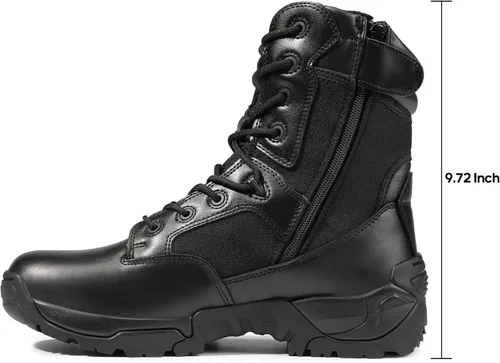 Miniatura 2 de NORTIV 8 Botas de trabajo tácticas militares para hombre, senderismo, con cremallera lateral, de cuero, para exteriores, motocicleta, combate