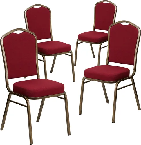 Miniatura 54 de Flash Furniture HERCULES Series - Silla apilable para banquetes con respaldo de corona en tela negra con estampado, marco de vena plateada Tela
