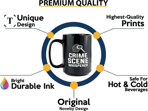 Miniatura 3 de Taza de café detective de 15 onzas, color negro, susurrador de escena del crimen, oficial de policía, policía, patrulla, detective, policía