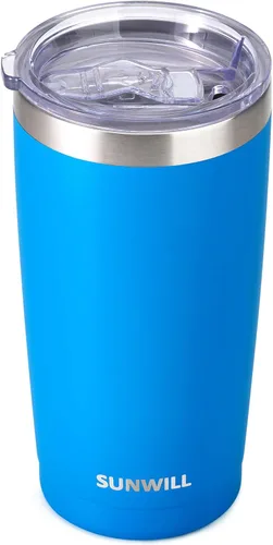 Miniatura 9 de SUNWILL Vaso de café de viaje de 20 onzas, taza aislada con tapa, taza de acero inoxidable para bebidas calientes y frías, con recubrimiento